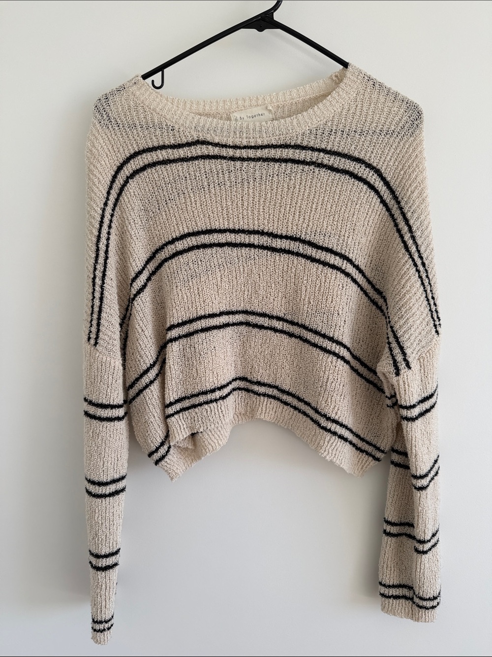 By Together Cozy Cream Striped Knit Sweater - Women's